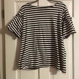 Striped top with ruffle sleeves
